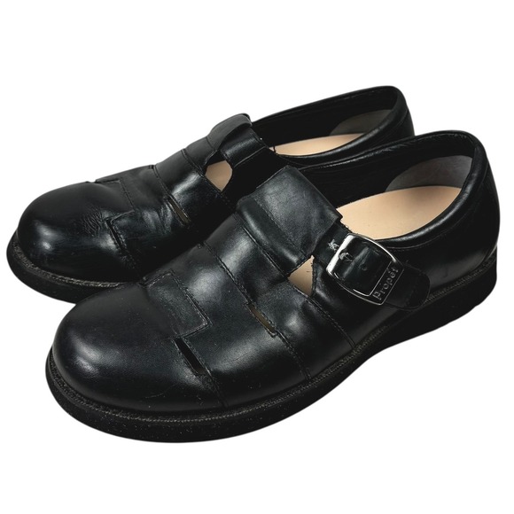 Propét Women's 9.5 Extra Wide Black Leather Fisherman Sandals Buckle Strap - Picture 6 of 14